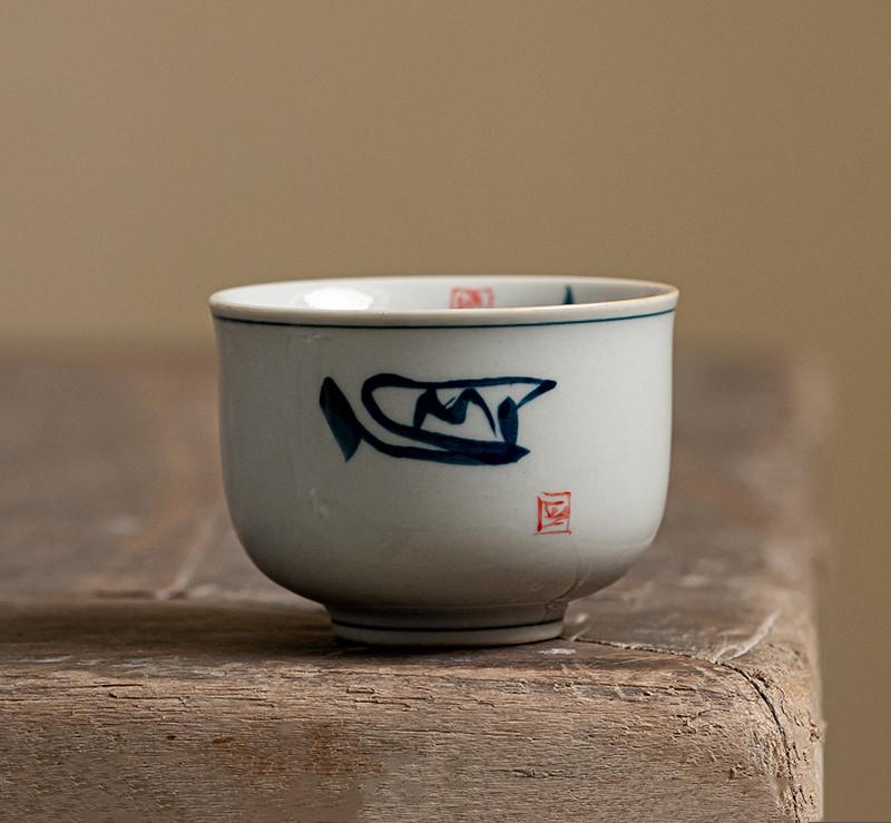 

Chinese Tradition Handmade Ceramic Teacup Coffee Cup Travel Tea Bowl Household Boutique Teaware Portable Personal Single Cup 5x3.6cm 45ml