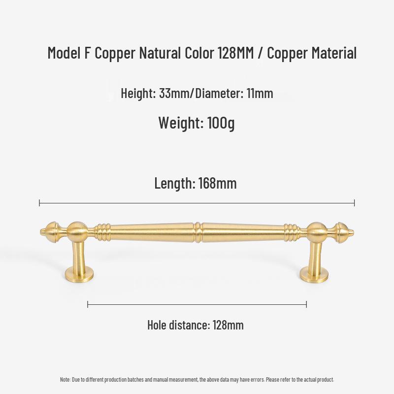 French Light Luxury Gold Brass Drawer Pull Handle