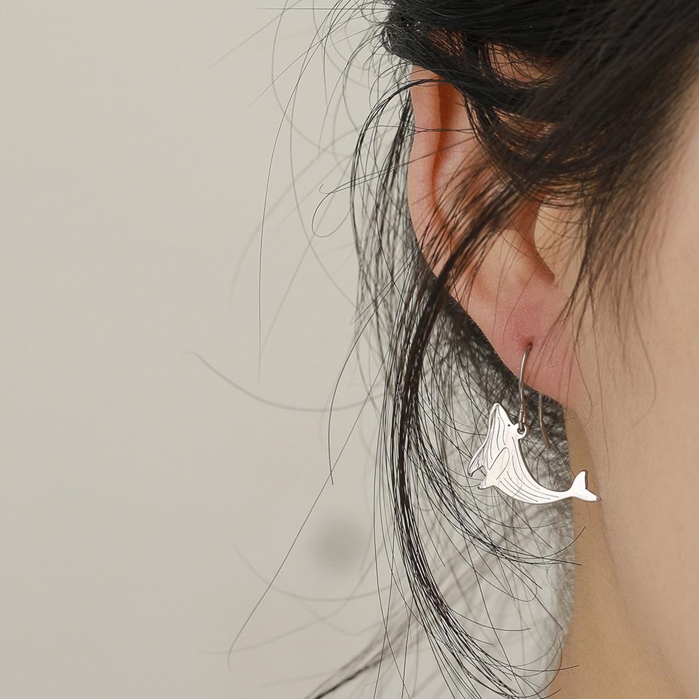 Cazador Lovely Animal Whale Drop Earrings for Women Sea Creatures Dangle Earring Mother Gifts Stainless Steel Jewelry