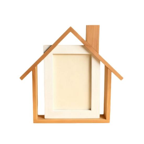 Holzhausförmiger Fotorahmen Handgefertigtes Haus Tisch-Bilderrahmen für Mutter Oma Kinder Familie Hochzeitsgeschenk