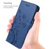 Coque de Protection - BOOLING - Samsung Galaxy A17 4G/5G - Cuir PU Bleu Marine Floral - 2 Vitres