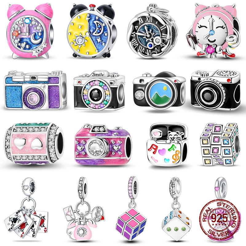 Original 100% Copper Pocket Watch Beads Camera Adventure Backpack Charms Fit Bracelet Diy Jewelry Making Women Gift