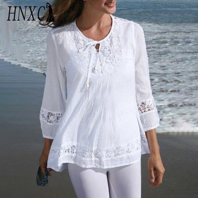 Moda Donna Casual Tinta Unita Stampa Manica 3/4 Scollo O Bluse & Camicie