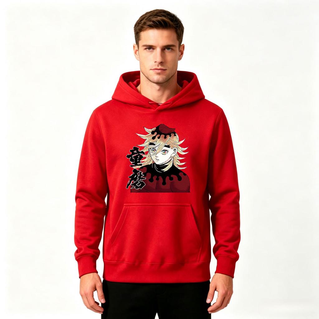 Men Anime Character Printed Pullover Hoodie Casual Long Sleeve Comfortable Sweatshirt for Daily Wear
