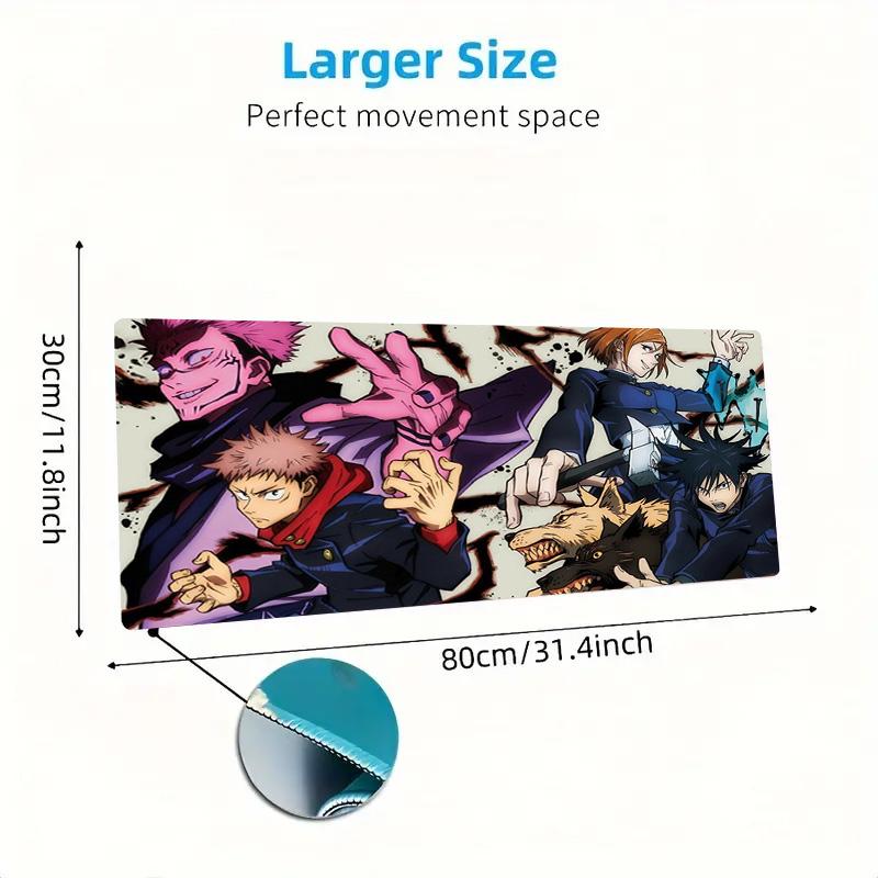 Tappetino per Mouse Colorato Anime Jujutsu Kaisen Grande Cuscino per Tavolo da Gioco Antiscivolo per Laptop Tablet Mousepad Grande Tappetino XXL Mini PC Playmat Con Bordo Lock