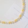 8Mm Autumn And Winter High-Gloss Maple Leaf Citrine Faux Crystal Pearl Design Necklace Collarbone Chain Sweater Chain