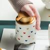 Cute Heart Print Soap Dispenser Ceramic Bathroom Accessories Hand Sanitizer Shampoo Body Wash Lotion Refillable Pump Bottle