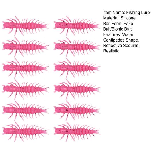12Pcs 7.5CM/3.82G Silicone Water Centipedes Lure Reflective Sequins Realistic Artificial Soft Shrimp Bait Outdoor Freshwater Saltwater Fishing