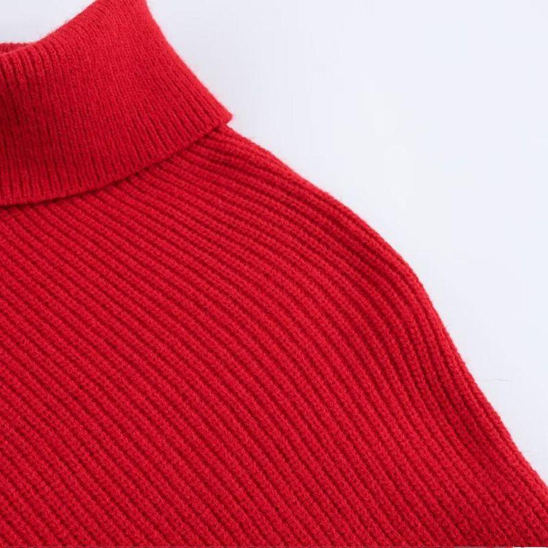 Kaslead New Arrival Women's Clothing Fashion Style Fashion Minimalist Turtleneck Asymmetrical Hem Knitwear
