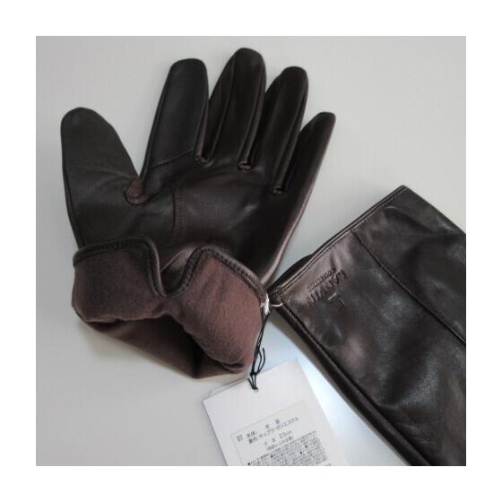 Used Men's Gloves / Leather Gloves [LANVIN] Lambskin Gloves Smartphone Compatible Made in Japan 23 / Dark Brown