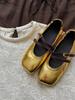 Sheepskin Retro Oblique Head Ballet Shoes Women Wear One-word Buckle Belt Temperament Flat Mary Jane Single Shoes Grandma Shoes Women
