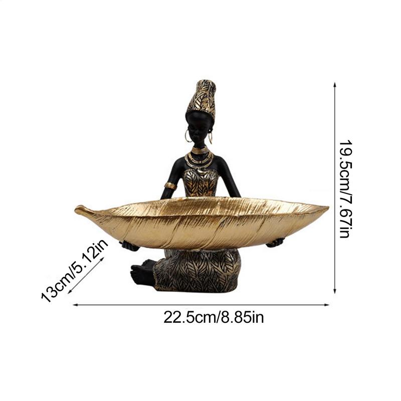 Fruit Serving Tray Resin African Black Woman Fruit Display Tray Decorative Desktop Ornament Table Storage For Candy Dessert