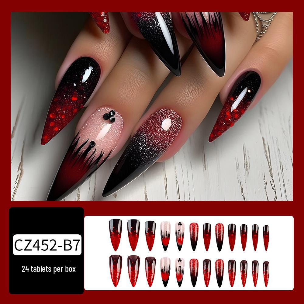 Long T-Point Diamond Jelly Glue False Nails - Press-On Nail Art Tips