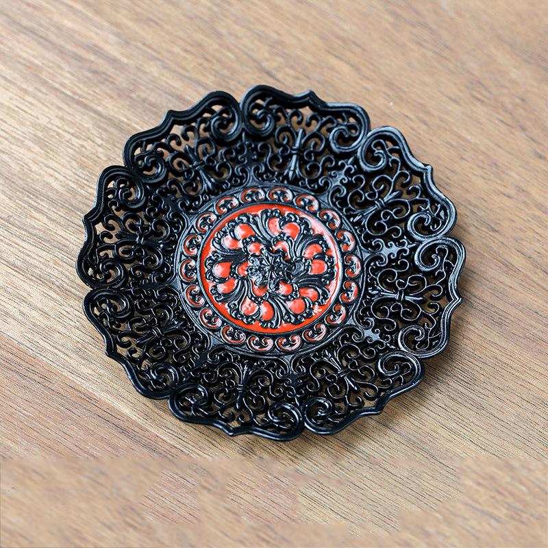 Japanese style cup holder, alloy tea cup pad, circular insulation pad, retro kung fu tea cup holder, tea ceremony accessories