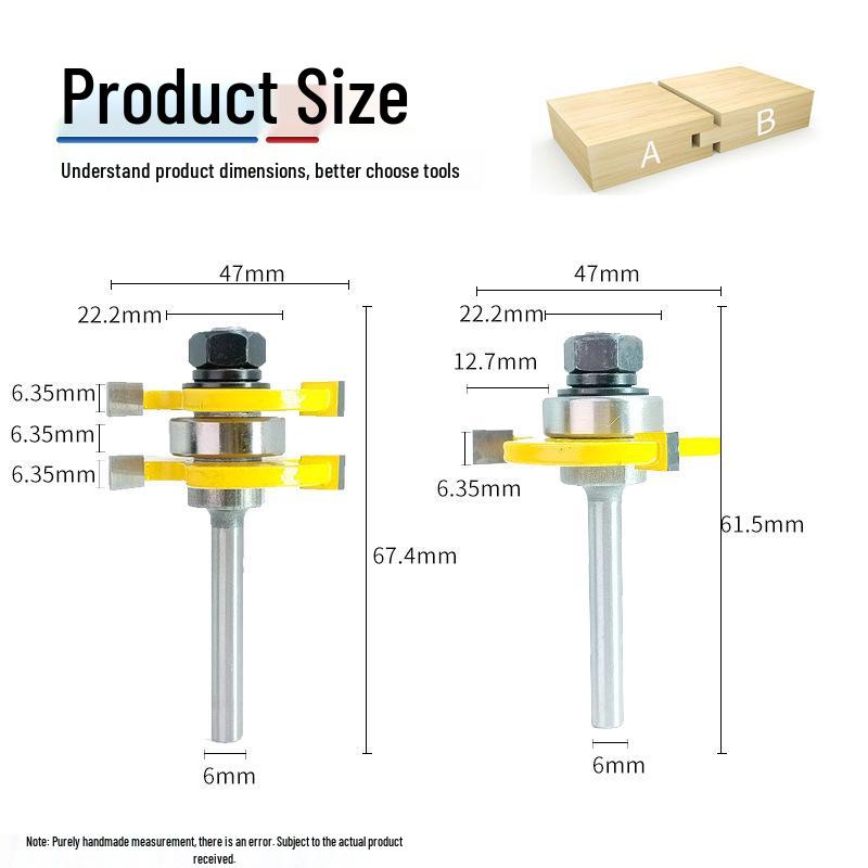 

Набор фрез для шипового соединения и пазования под углом 45°