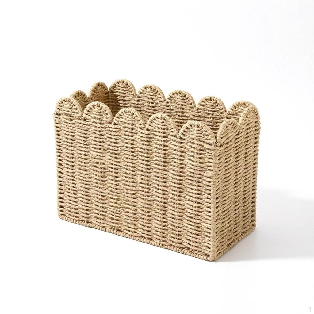Woven Storage Basket Natural Fiber with Edge Rectangular