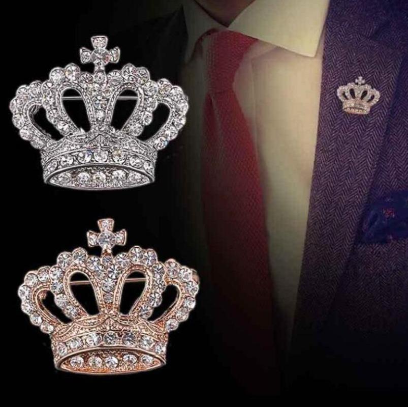 Fashion Pearls Crown Brooches Korean Boutique Rhinestone Brooch Geometric Buckles Anti Exposure Shirt Collar Pins Accessories