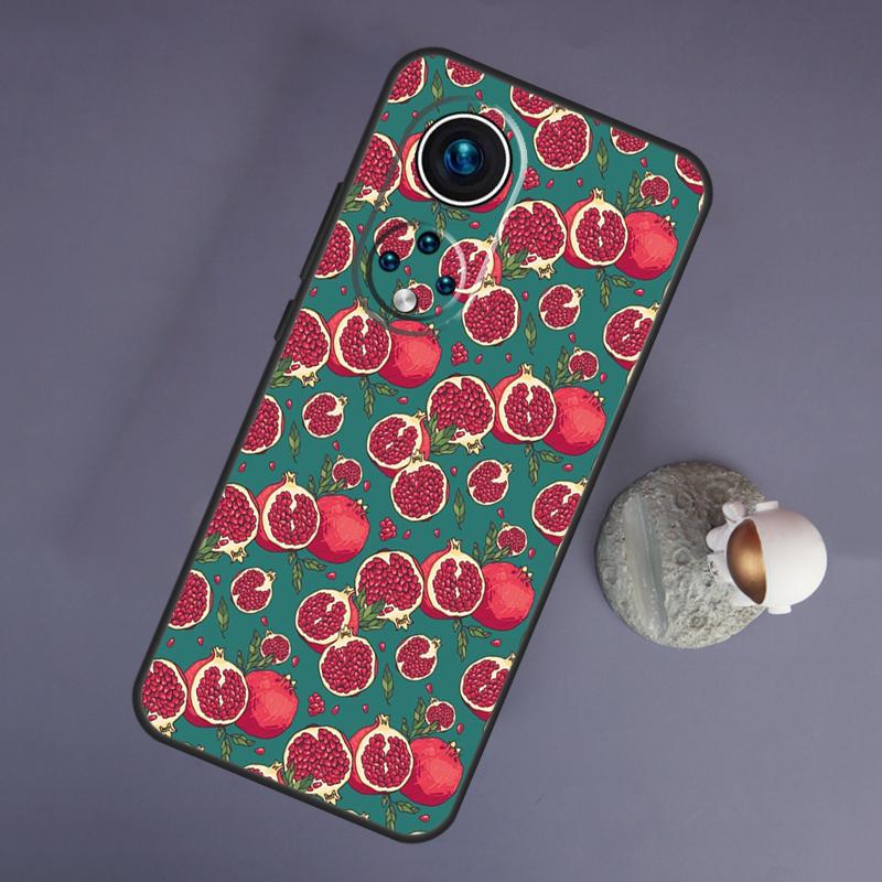 Food Fruit Red Pomegranate For Huawei Honor Magic 5 Lite 70 50 X8 X9 a P20 P30 P40 P50 P60 Pro P Smart Nova 9 5T Case