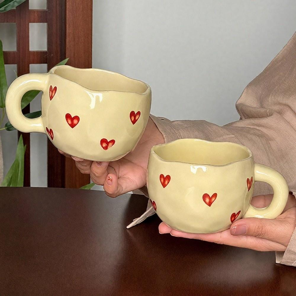 Romantic Milk Mug Adorable Heart Water Cup Breakfast Container Breakfast Cup Office