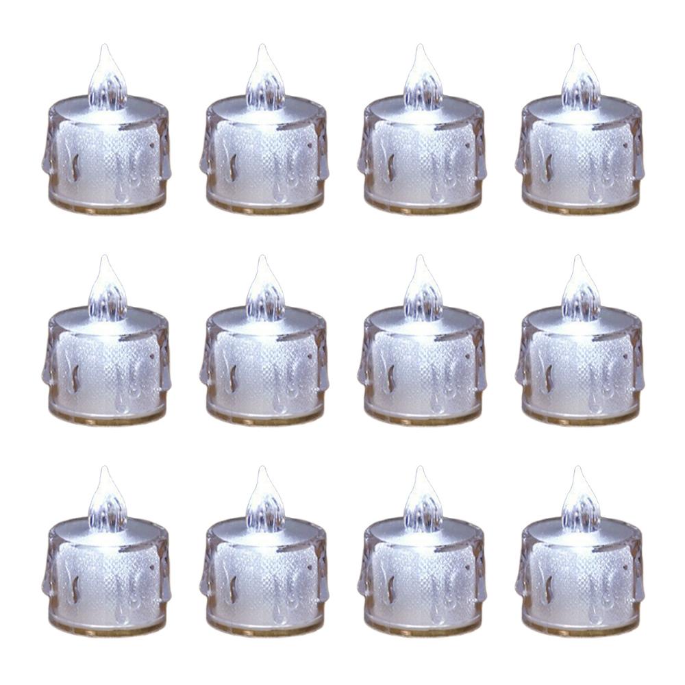 

12Pcs LED Flameless Candle Lamp Simulation Acrylic Tea Lights Battery Operated Tears Candle Light for Party Home Decor Clear белый