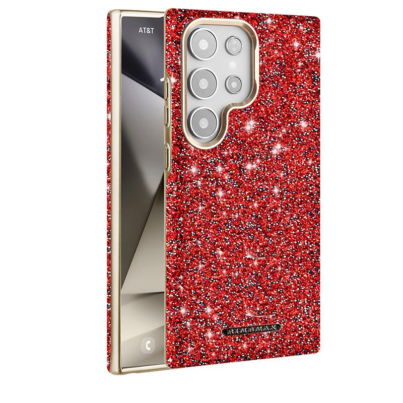 

Розкішний блискучий магнітний чохол для Samsung Galaxy S25 Ultra S24+ Plus, чохол зі стразами з гальванізованою рамкою для жінок, дівчат, її Galaxy S25+ червоний