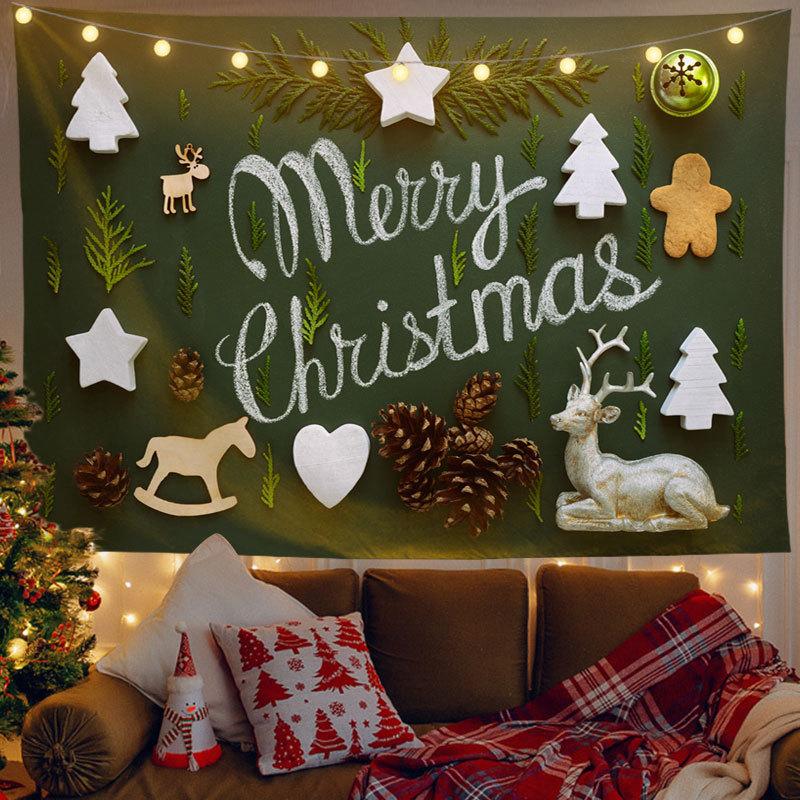 Santa Sleigh Decoration Tapestry Christmas Party Background Decoration Tapestry Family Christmas Party Living Room Bedroom Decor
