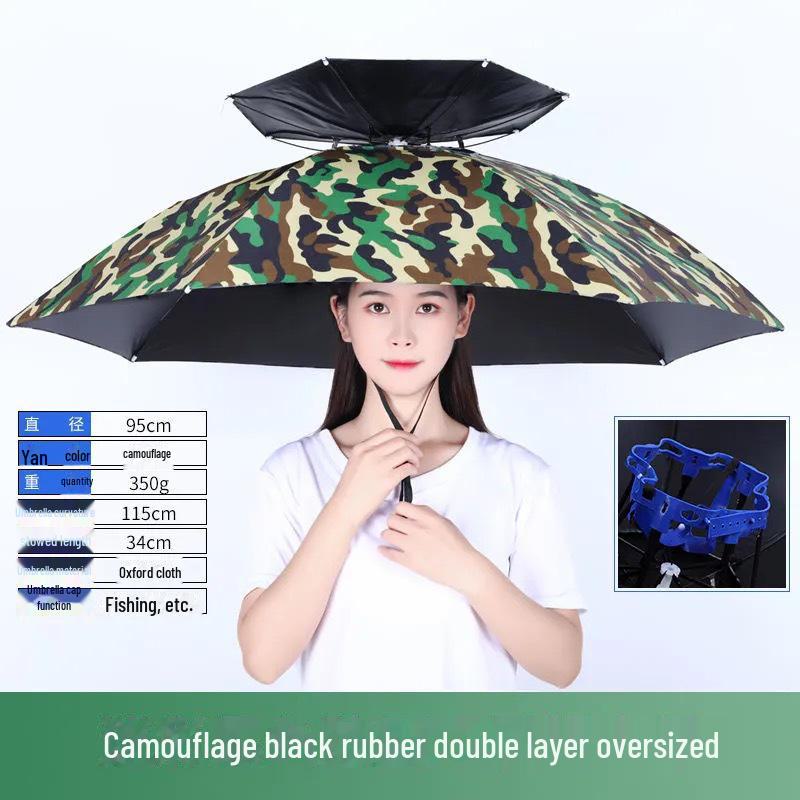 Large Folding Fishing Hat Umbrella for Adults & Kids – Unisex Outdoor Headwear with Prints