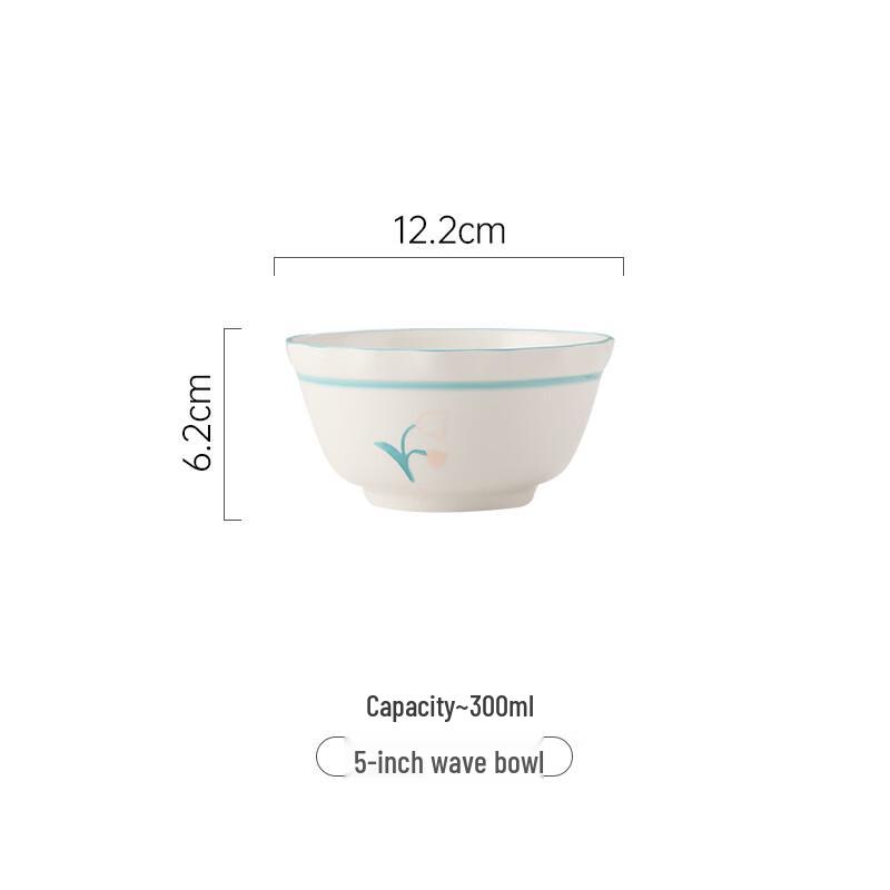 ZISIZ Cartoon Lily of the Valley Rabbit Underglaze Ceramic Handle Bowl
