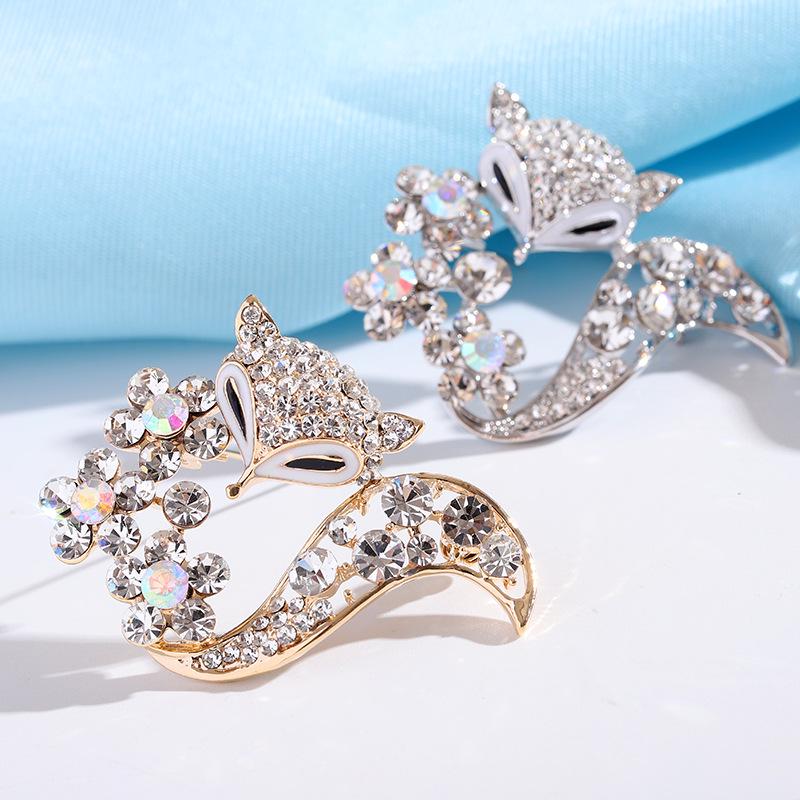 

Японская и корейская хрустальная брошь-лиса: Милая булавка для кардиганов и свитеров, стильный женский аксессуар