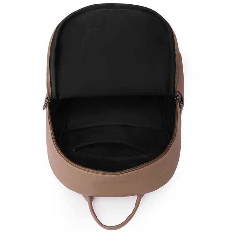 Leather Backpack Women's Solid Color Large Capacity Travel Backpack