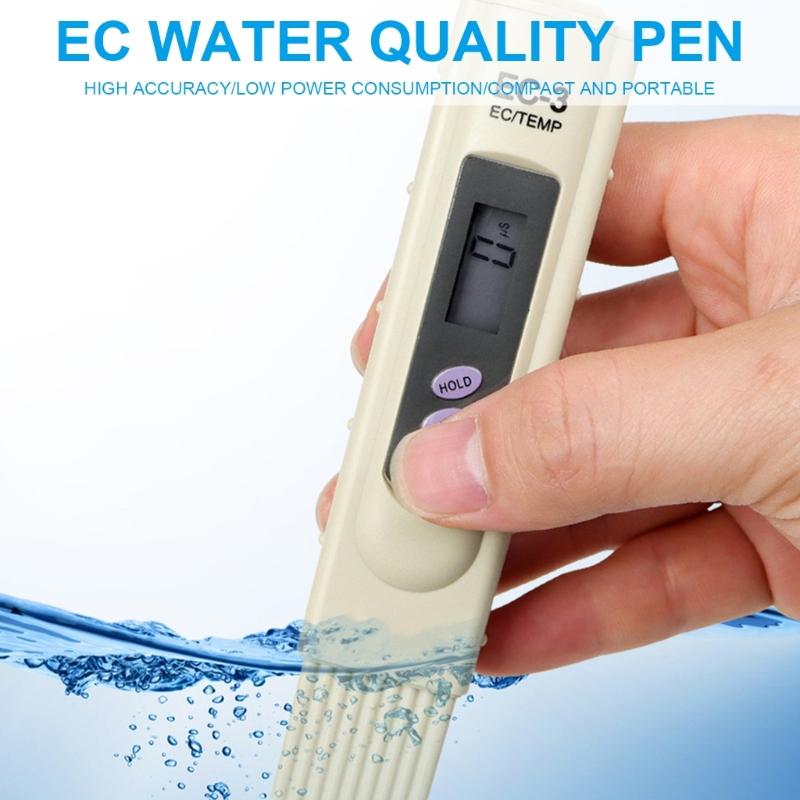 Handheld Electrical Conductivity Tester Digital Meter 1-9990µS Digital Display Testing Pen and Temperature Meter