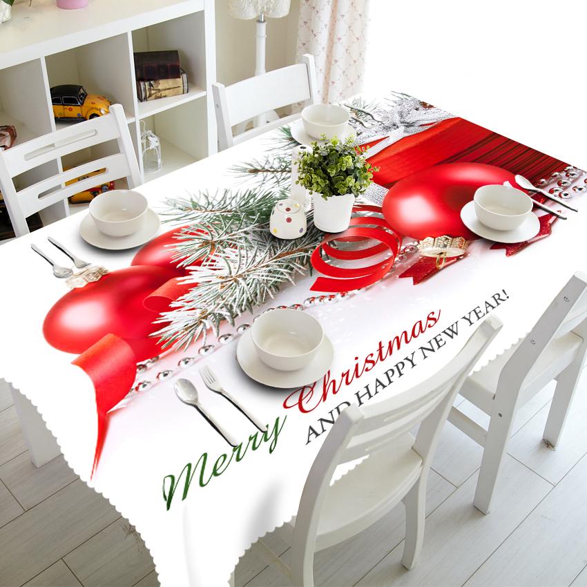 Tablecloth Christmas Ball Merry Christmas Gift Waterproof Thicken Rectangular And Round Table Cloth For Wedding