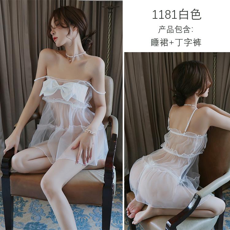 Sexy Lingerie Sexy Lace Bow Pajamas Passion Suit Perspective Uniform Seduction Woman
