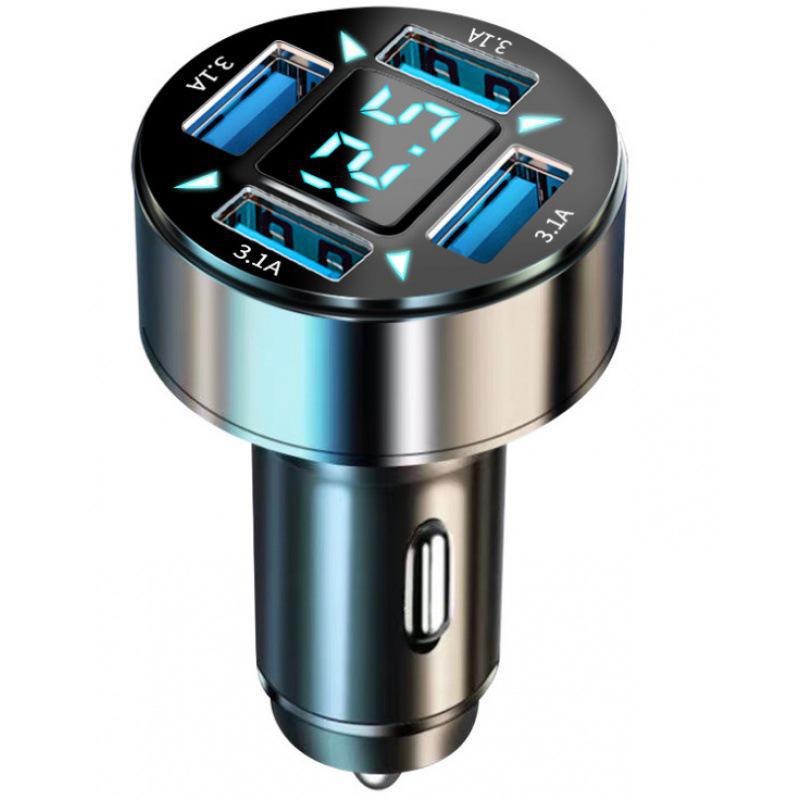 

Популярное автомобильное зарядное устройство Alloy с функцией быстрой зарядки, цифровым дисплеем и функцией быстрой зарядки, совместимое с Android и Apple. 4USB normal charging