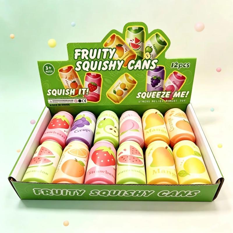 Hot Soda Can Squishy Toy Fruit Strawberry Watermelon Grape Slow Rise Squeeze Toy Beverage‑Shaped Stress Relief Play Party Gifts