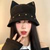 1Pieces Cute Three-dimensional Cat Ears Rivets Personalized Bucket Hat Spring Autumn Mountaineering Scarf Christmas Gifts
