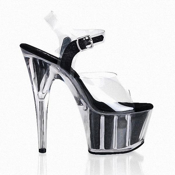 Fashion Glitter Clothing with Thin Heel 17CM High Heel Sandals Transparent Crystal Shoes