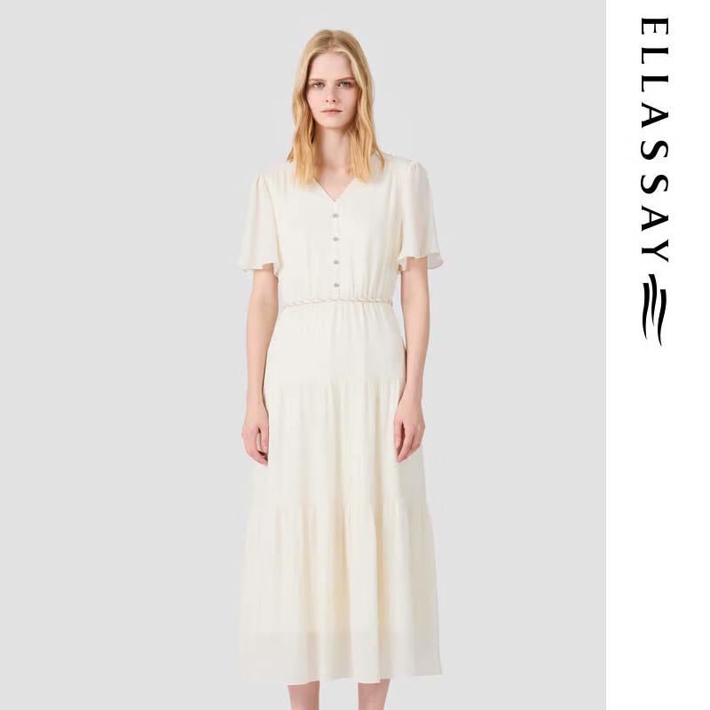 

ELLASSAY Elegant Tiered A-Line Maxi Dress L
