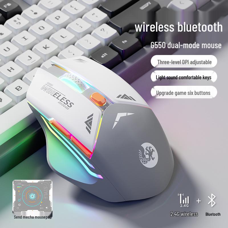 Mecha Mouse Wireless Silent Bluetooth Dual-Mode Mechanical Gaming Mouse Rechargeable for PC/Laptop.