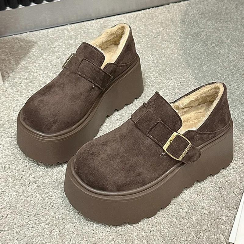 Fur Platform Women Ankle Boots Flats Suede Shoes Woman 2025 Trend Winter Fashion Designer Casual Walking Warm Women’s Snow Botas