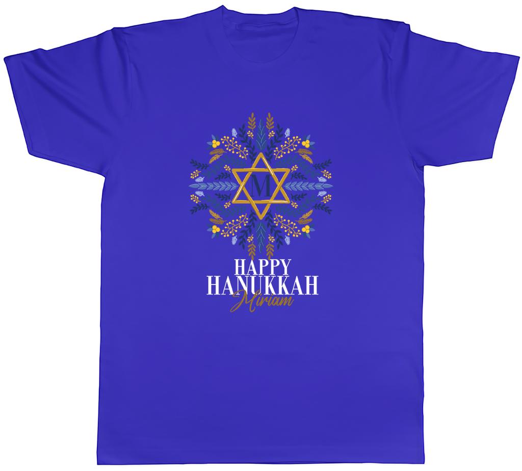 Personalised Happy Hanukkah Unisexs TShirt Floral Star Any Name Jewish Tee Gift
