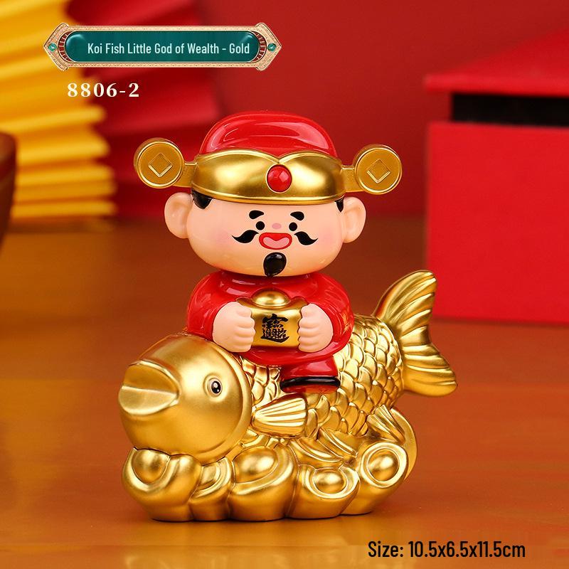 Solar-Powered Fortune God Waving Ornament - Stress Relief & Festive Charm for Car or Office, Perfect Birthday Gift