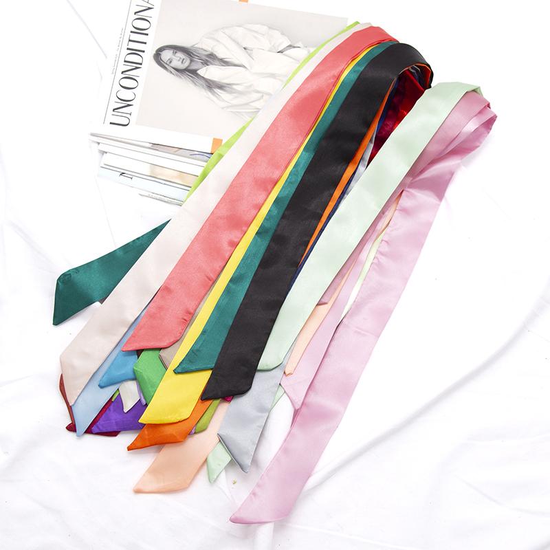 30 Farben Damen Schmaler Langer Schal 100x4cm Einfarbige Chiffon Rote Krawatte Schwarze Tasche Band Stirnband Choker Streamer Damen Accessoires