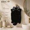2Pcs And 1-Piece Wall-Mounted Black Cat Hand Towel, Kitchen Heat-Resistant Mat, Thickened Absorbent Coral Fleece Cleaning Cloth And Hand Towel