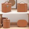 Lychee Grain PU Leather Double Zipper Makeup Bag - Large Capacity, Travel Waterproof Toiletries & Skincare Storage