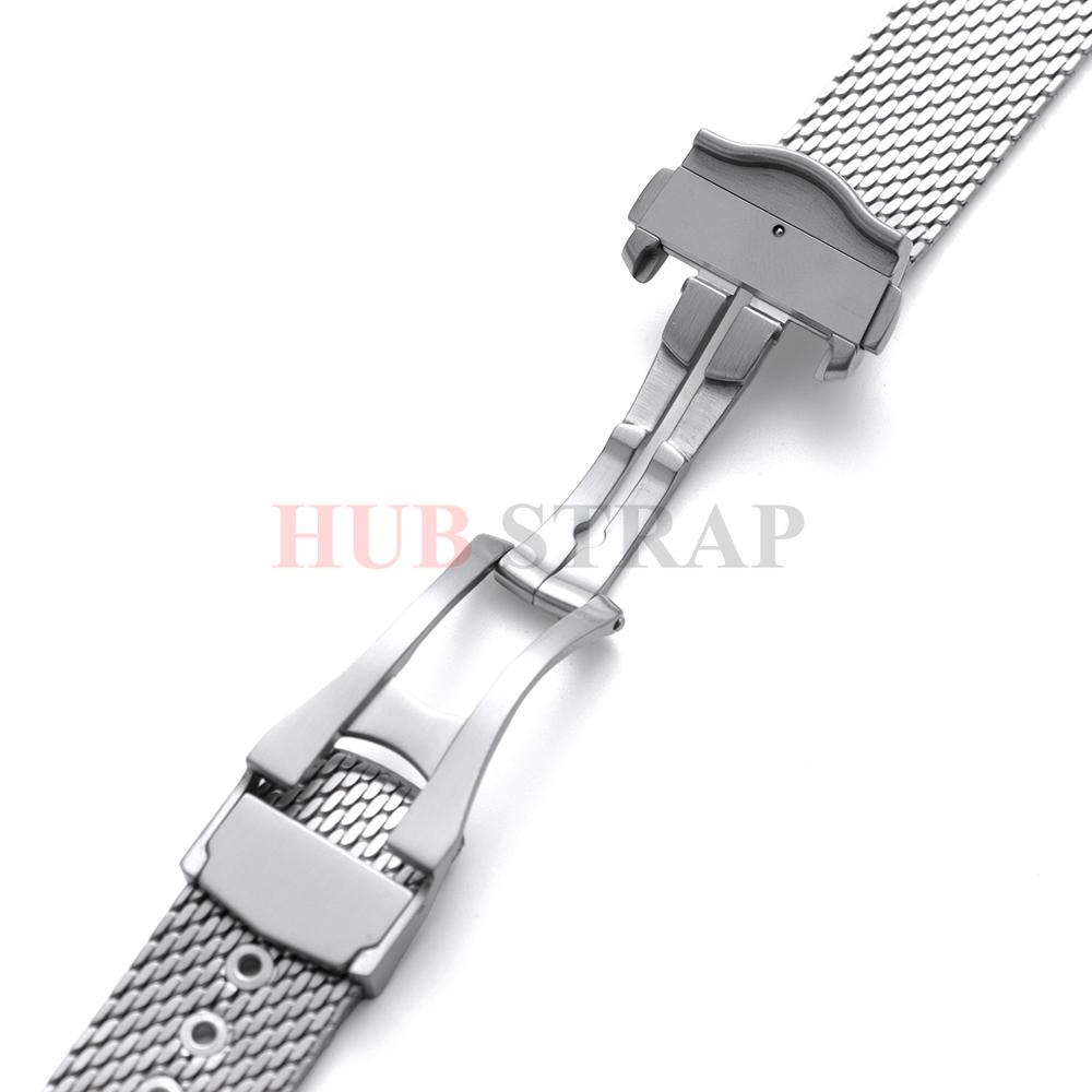 20mm pro Omega Seamaster Nerezová ocel Plochý interface Síťovaný řemínek na hodinky Business pro pánskou módu S rychloupínáním