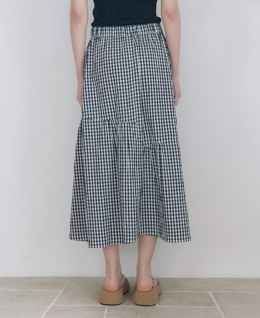 Raphael Sorob Check Shirred Skirt