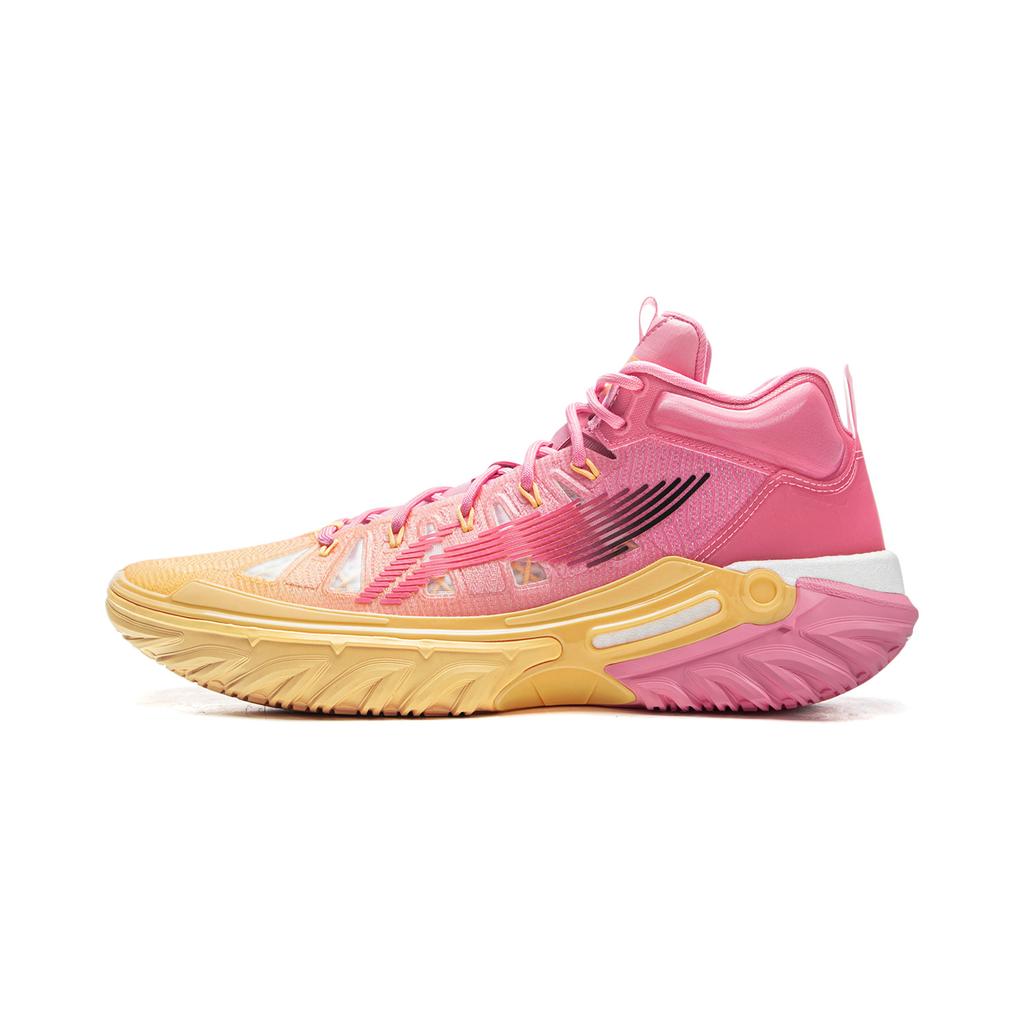 New LINING Jie Ao 2High Basketball Shoes Men's High top Fairy Pink/Soft Apricot Yellow ABFU047-6