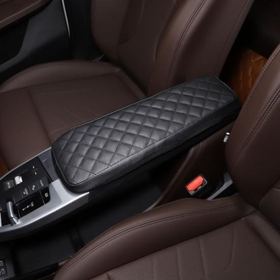 Black PU Leather Center Console Armrest Box Panel Cover For BMW X1 U11 -24