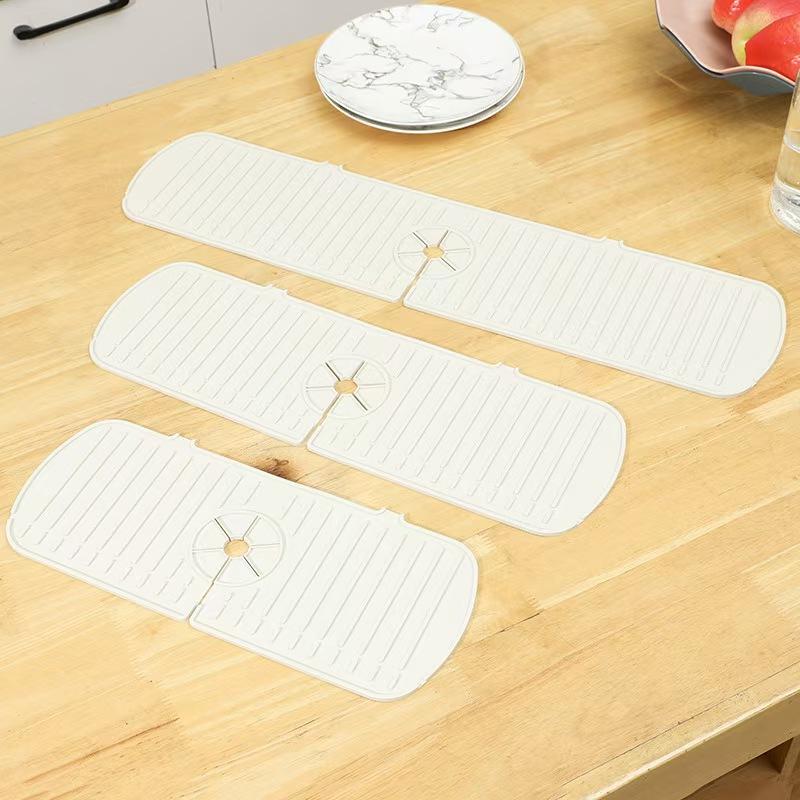 3-Piece Set of Kitchen Sink Drain Board Silicone Non-Slip Mat Drainage Mat Faucet Storage Mat
